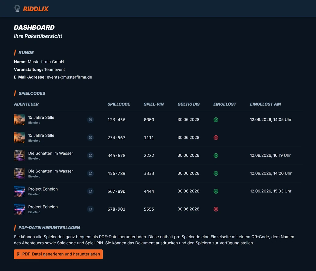 Riddlix B2B Dashboard